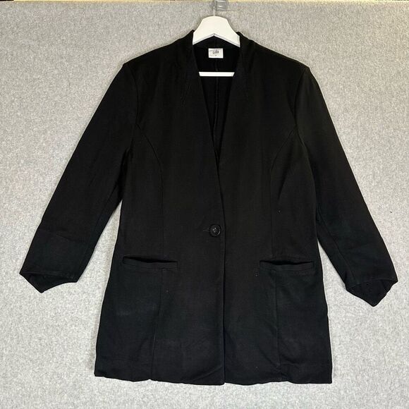 Cabi Womens Size 10 Button Front Blazer Patch Pockets Black Long Sleeves - Picture 1 of 7